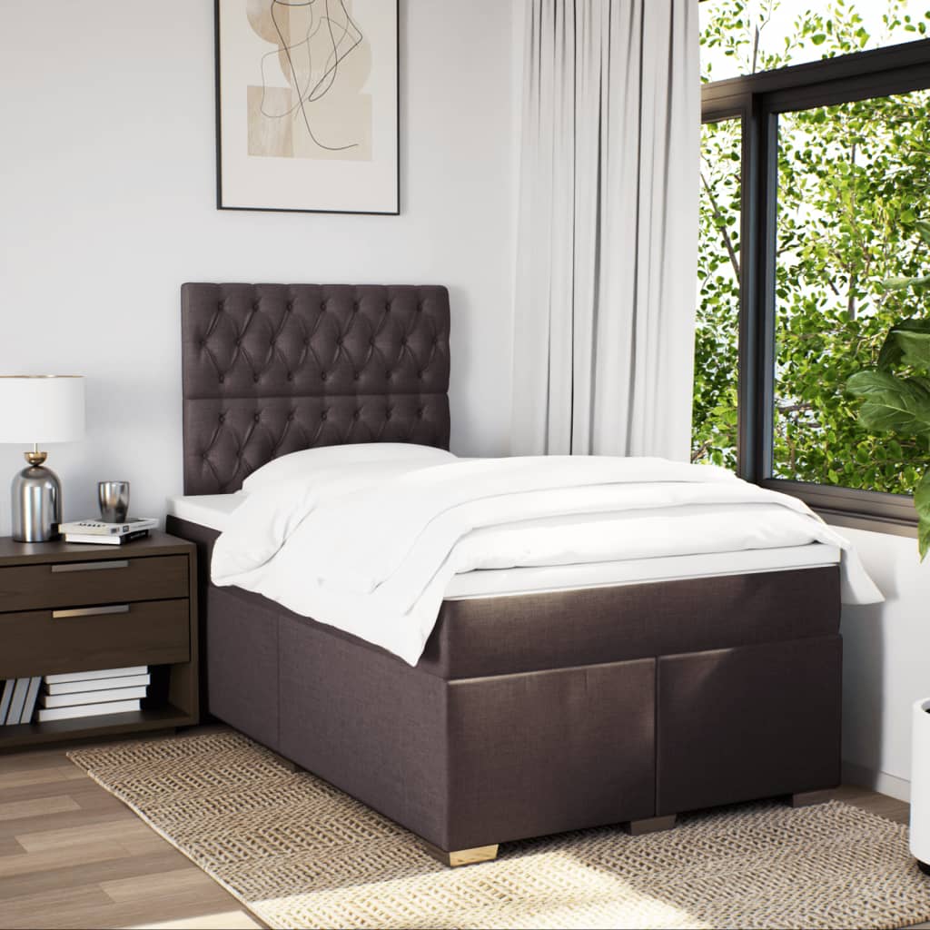 Giroletto a Molle con Materasso Marrone Scuro 120x190cm Tessuto | homemem39