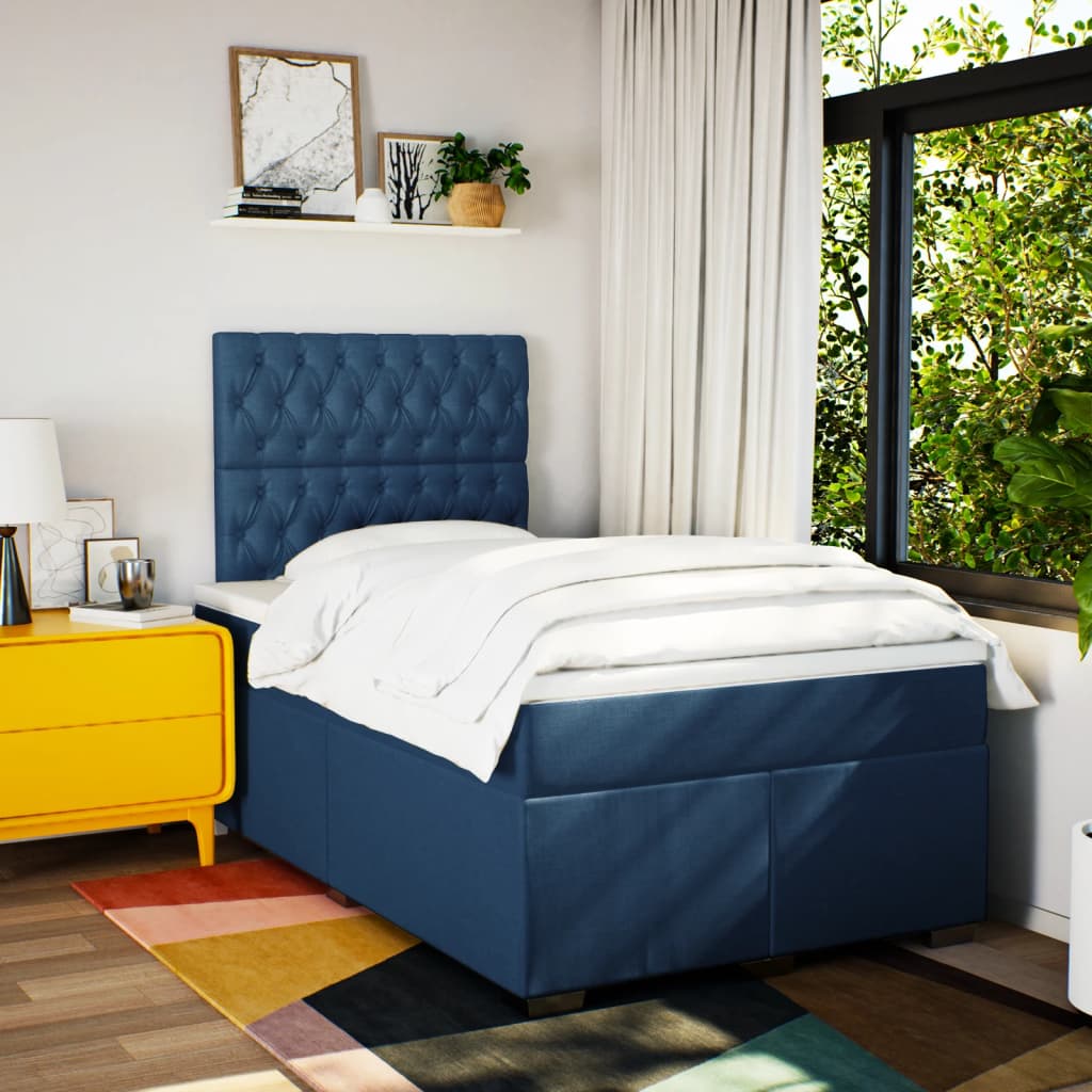 Giroletto a Molle con Materasso Blu 120x190 cm in Tessuto | homemem39
