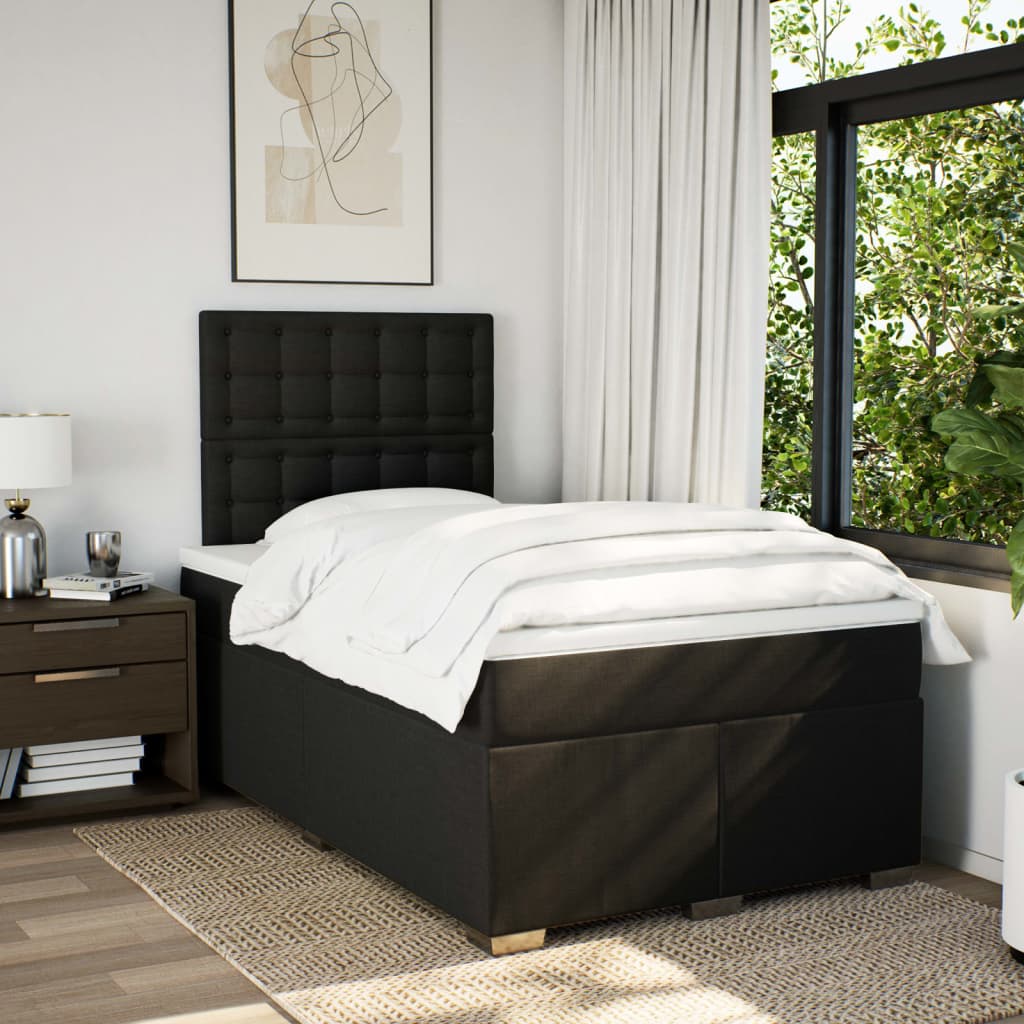 Giroletto a Molle con Materasso Nero 120x190 cm in Tessuto | homemem39