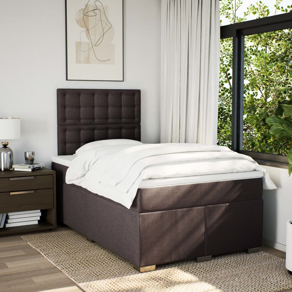 Giroletto a Molle con Materasso Marrone Scuro 120x190cm Tessuto | homemem39