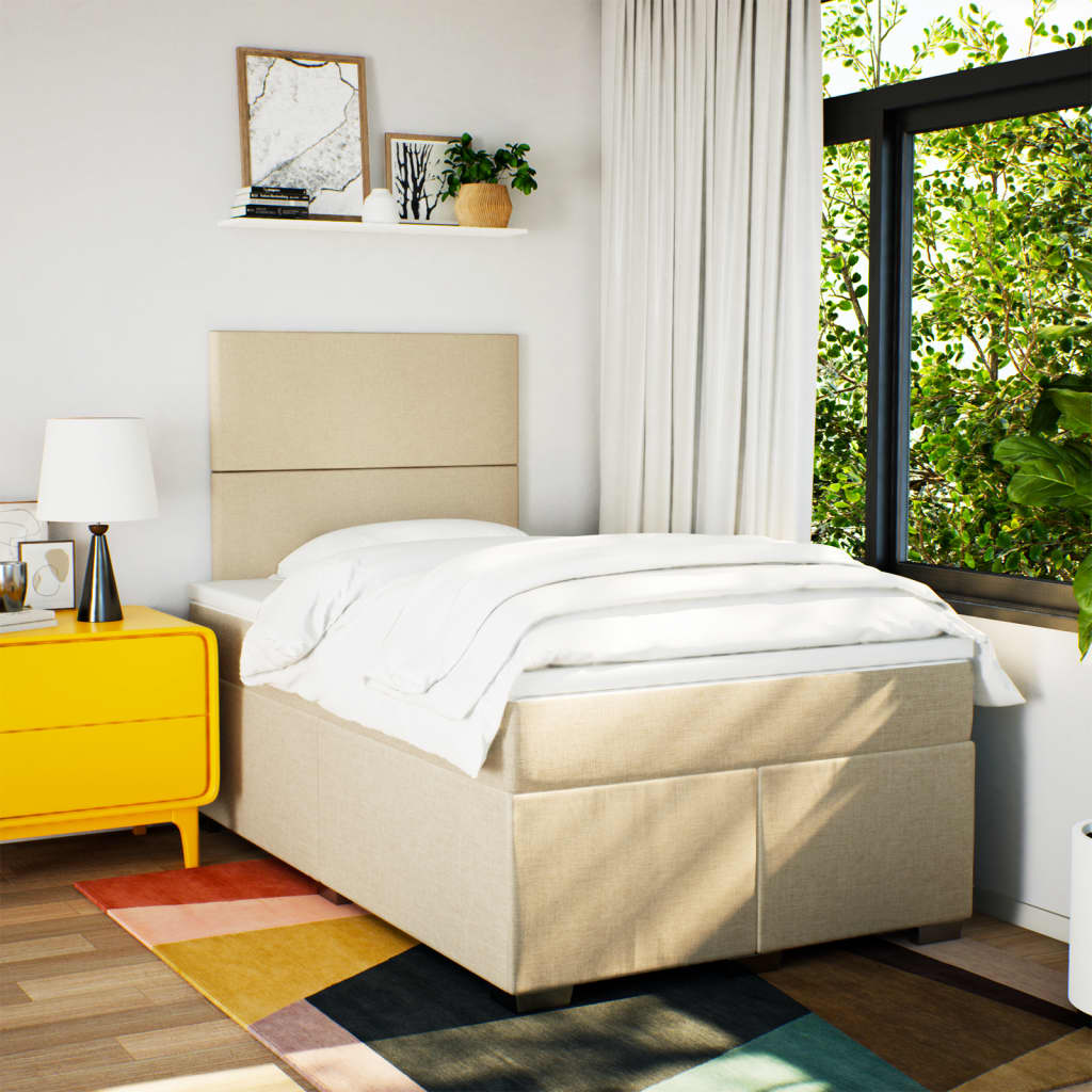 Giroletto a Molle con Materasso Crema 120x200 cm in Tessuto | homemem39