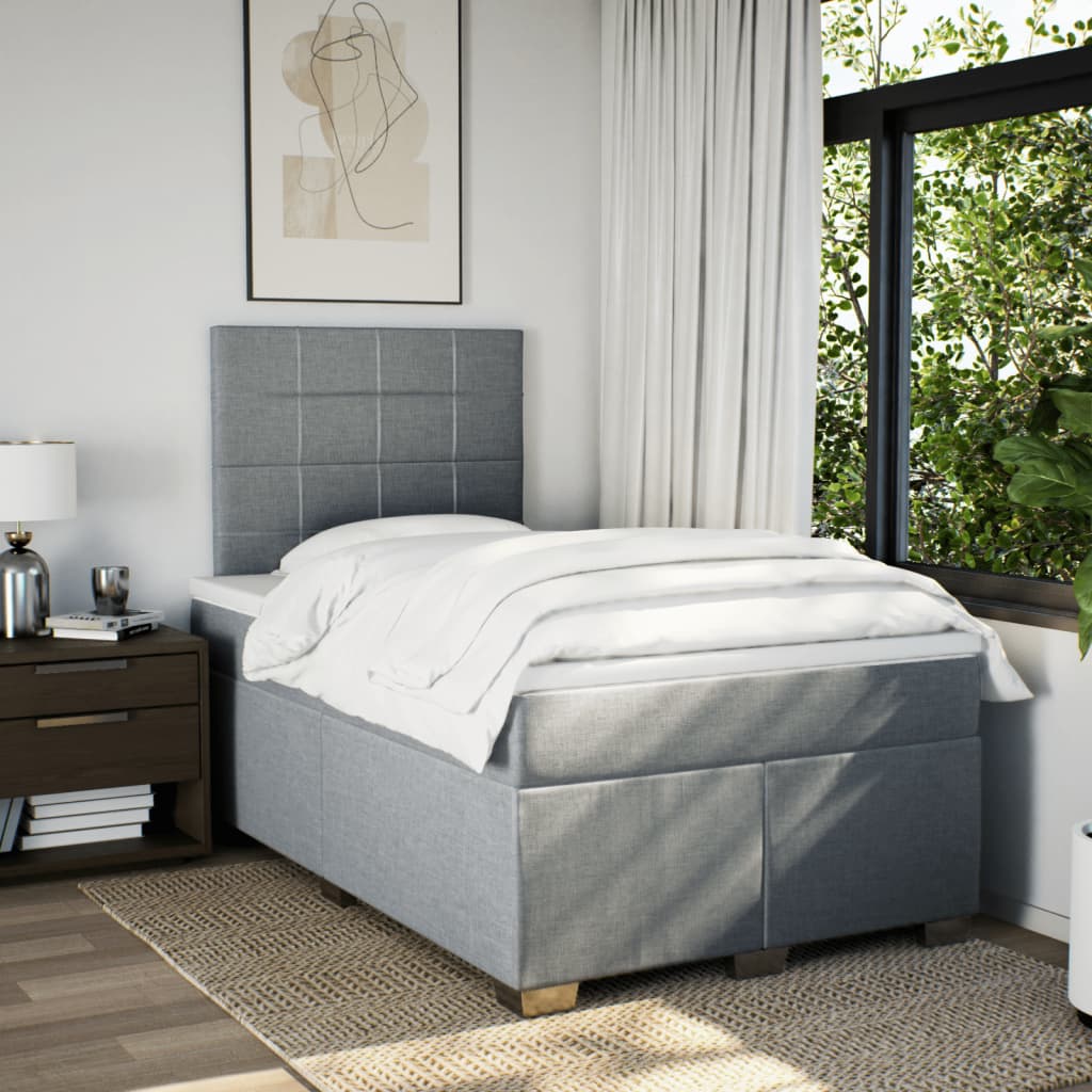 Giroletto a Molle con Materasso Grigio Chiaro 120x200cm Tessuto | homemem39