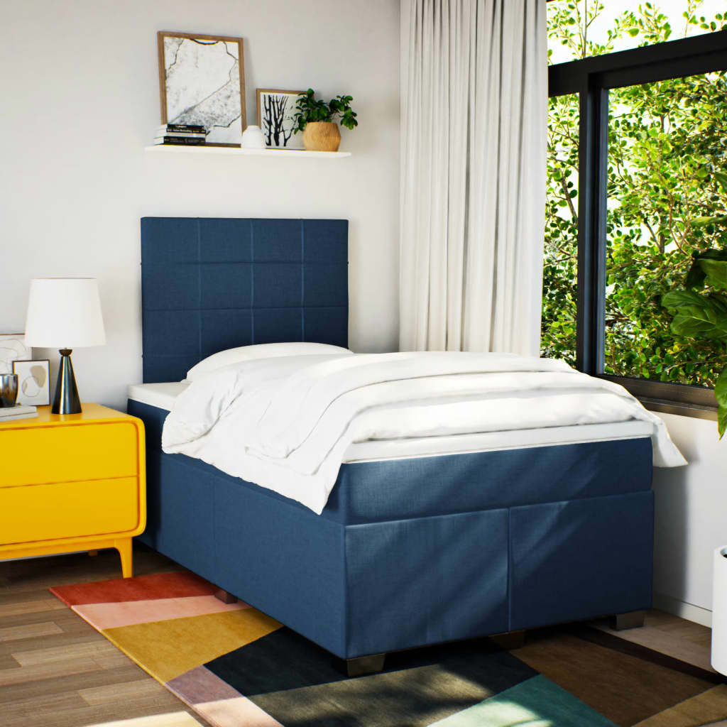 Giroletto a Molle con Materasso Blu 120x200 cm in Tessuto | homemem39