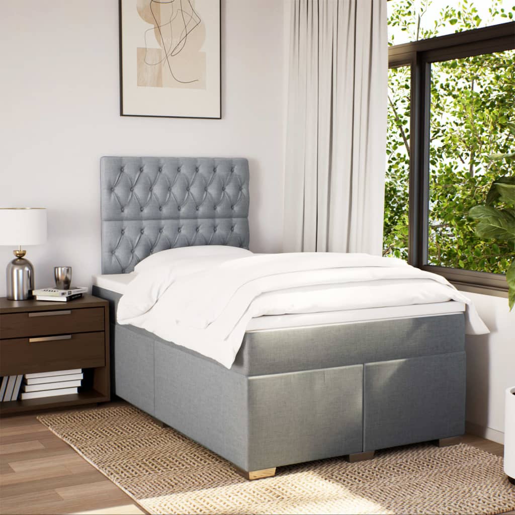 Giroletto a Molle con Materasso Grigio Chiaro 120x200cm Tessuto | homemem39