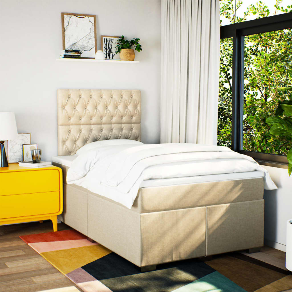 Giroletto a Molle con Materasso Crema 120x200 cm in Tessuto | homemem39