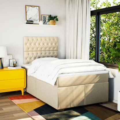 Giroletto a Molle con Materasso Crema 120x200 cm in Tessuto | homemem39