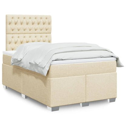 Giroletto a Molle con Materasso Crema 120x200 cm in Tessuto | homemem39
