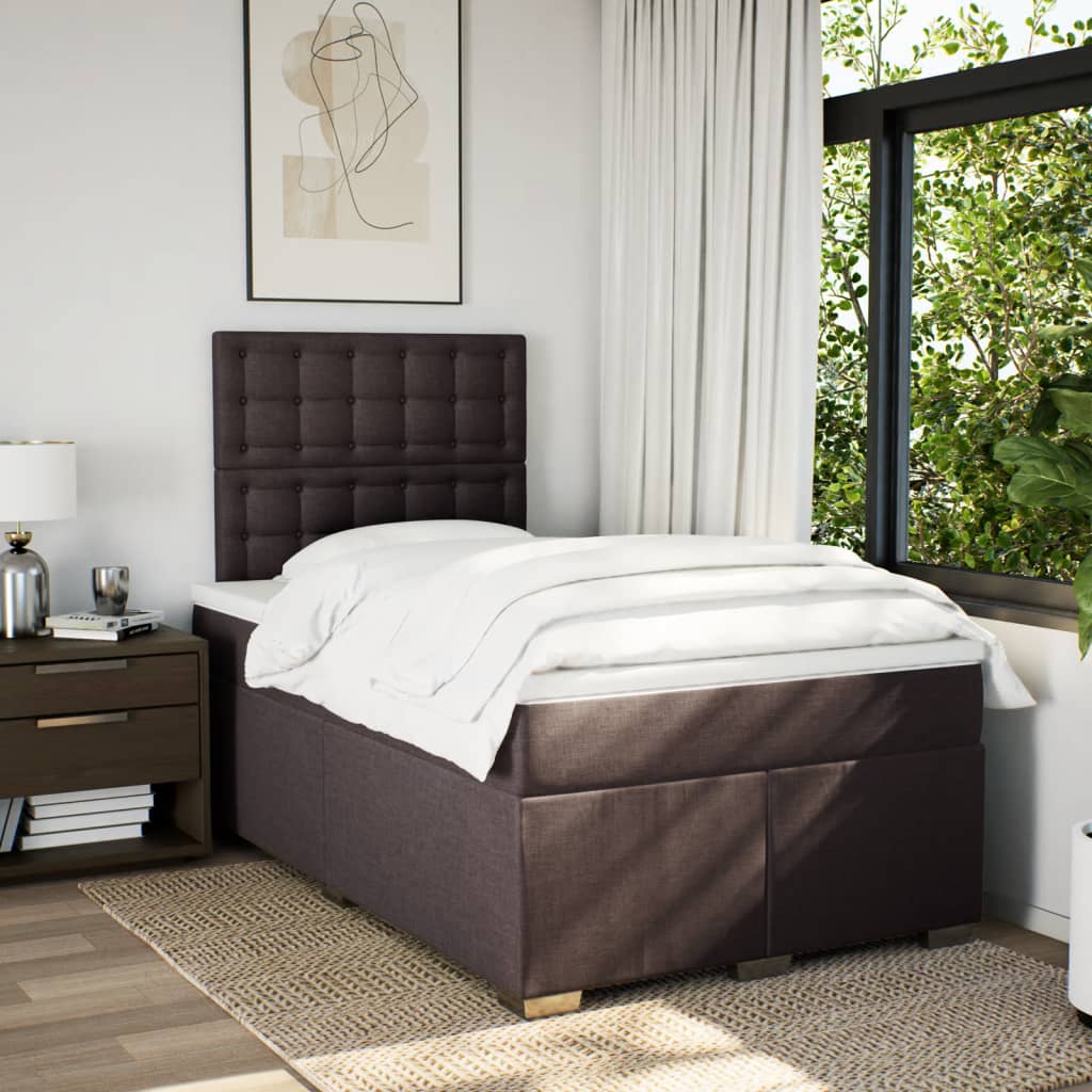 Giroletto a Molle con Materasso Marrone Scuro 120x200cm Tessuto | homemem39