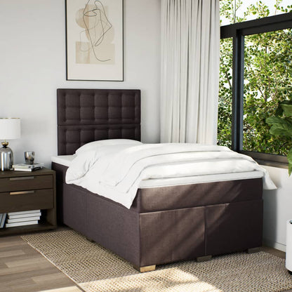 Giroletto a Molle con Materasso Marrone Scuro 120x200cm Tessuto | homemem39