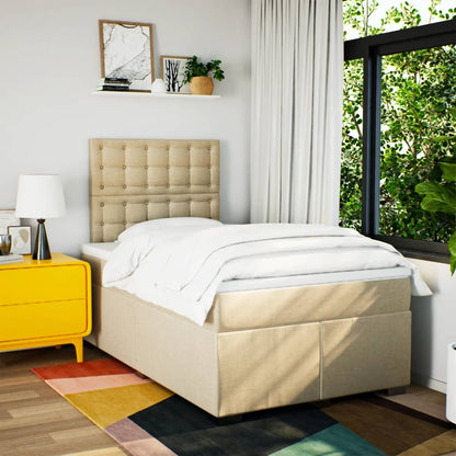 Giroletto a Molle con Materasso Crema 120x200 cm in Tessuto | homemem39