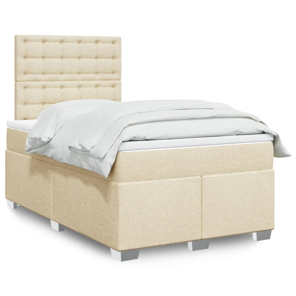 Giroletto a Molle con Materasso Crema 120x200 cm in Tessuto | homemem39