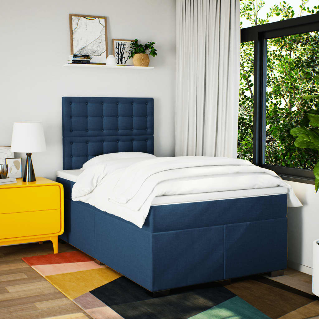 Giroletto a Molle con Materasso Blu 120x200 cm in Tessuto | homemem39