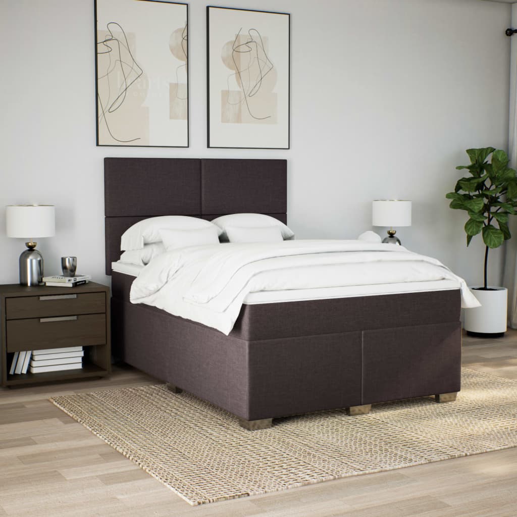 Giroletto a Molle con Materasso Marrone Scuro 140x190cm Tessuto | homemem39