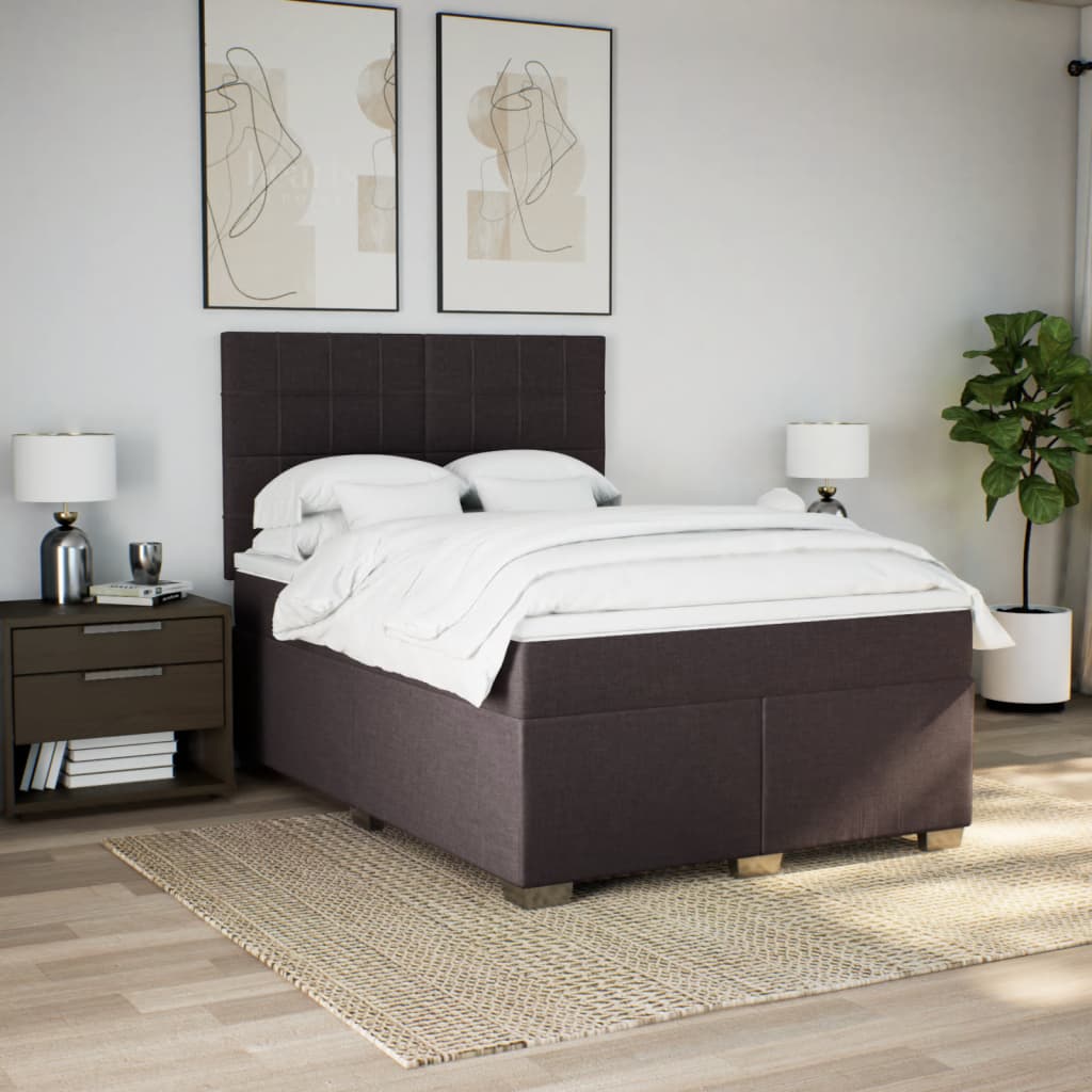 Giroletto a Molle con Materasso Marrone Scuro 140x190cm Tessuto | homemem39