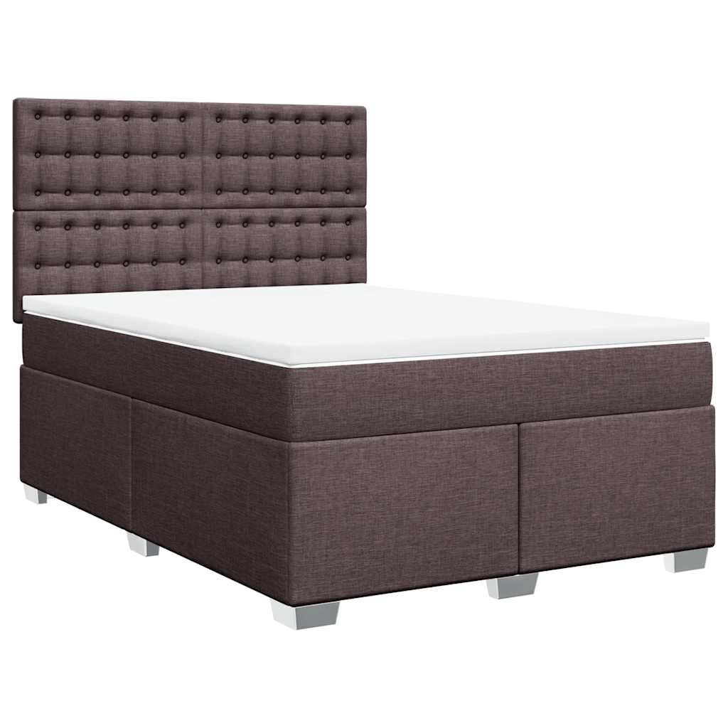 Giroletto a Molle con Materasso Marrone Scuro 140x190cm Tessuto