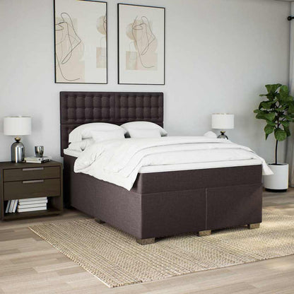 Giroletto a Molle con Materasso Marrone Scuro 140x190cm Tessuto