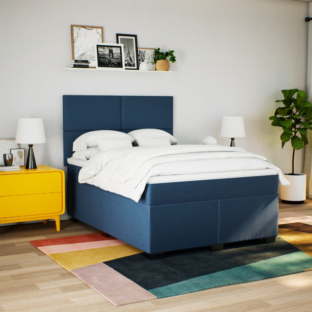 Giroletto a Molle con Materasso Blu 140x200 cm in Tessuto | homemem39
