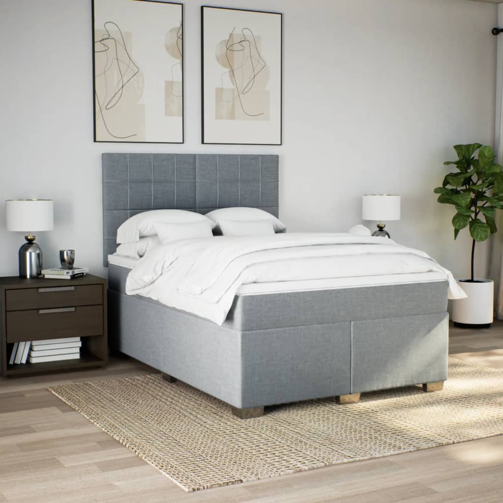Giroletto a Molle con Materasso Grigio Chiaro 140x200cm Tessuto | homemem39