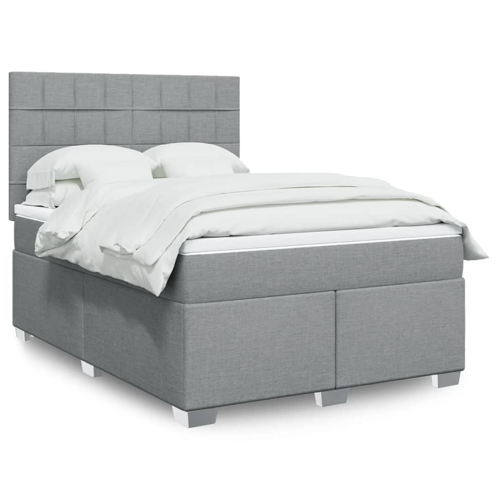 Giroletto a Molle con Materasso Grigio Chiaro 140x200cm Tessuto
