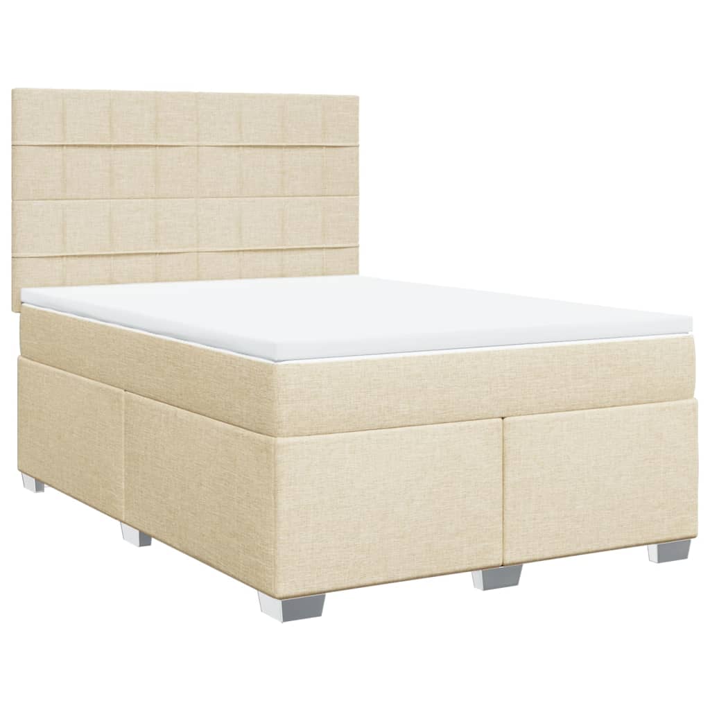 Giroletto a Molle con Materasso Crema 140x200 cm in Tessuto | homemem39