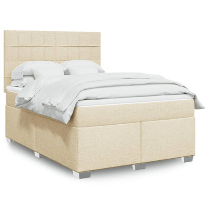 Giroletto a Molle con Materasso Crema 140x200 cm in Tessuto | homemem39