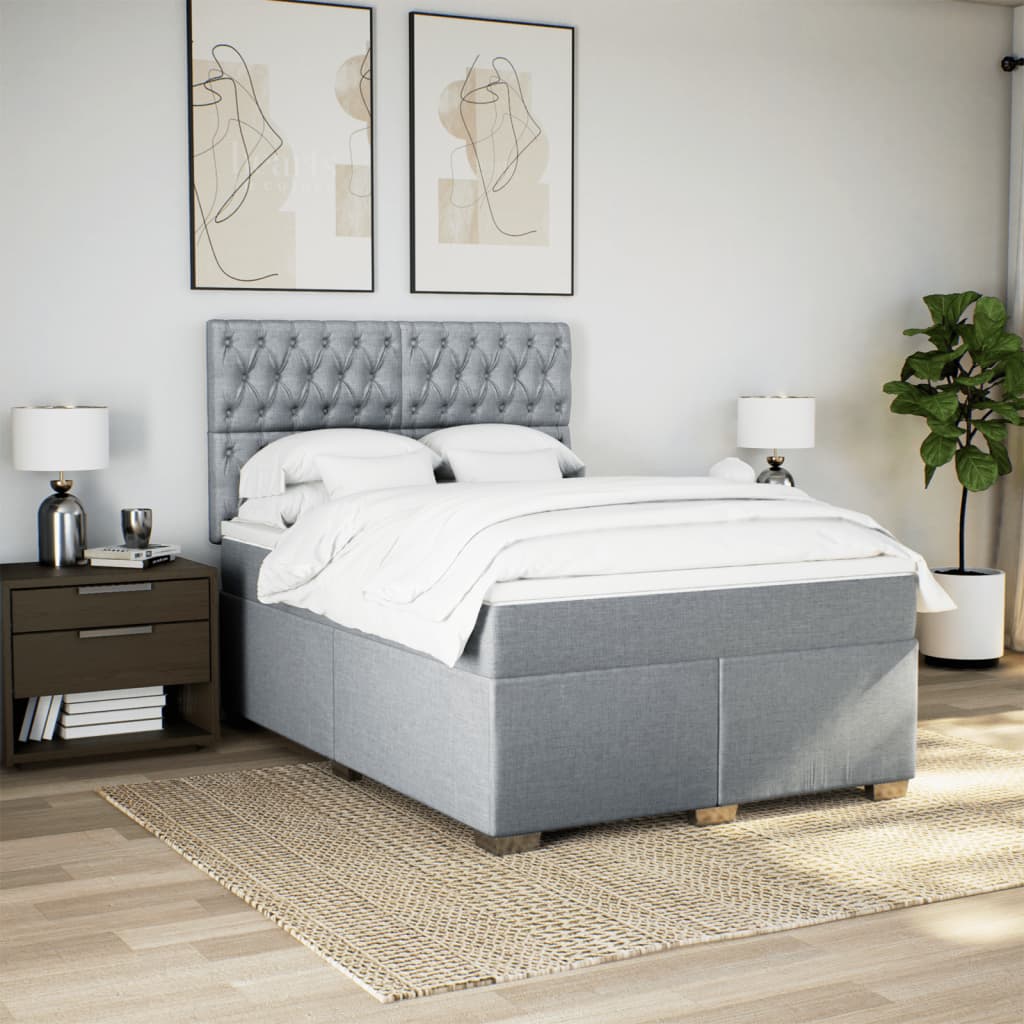 Giroletto a Molle con Materasso Grigio Chiaro 140x200cm Tessuto | homemem39