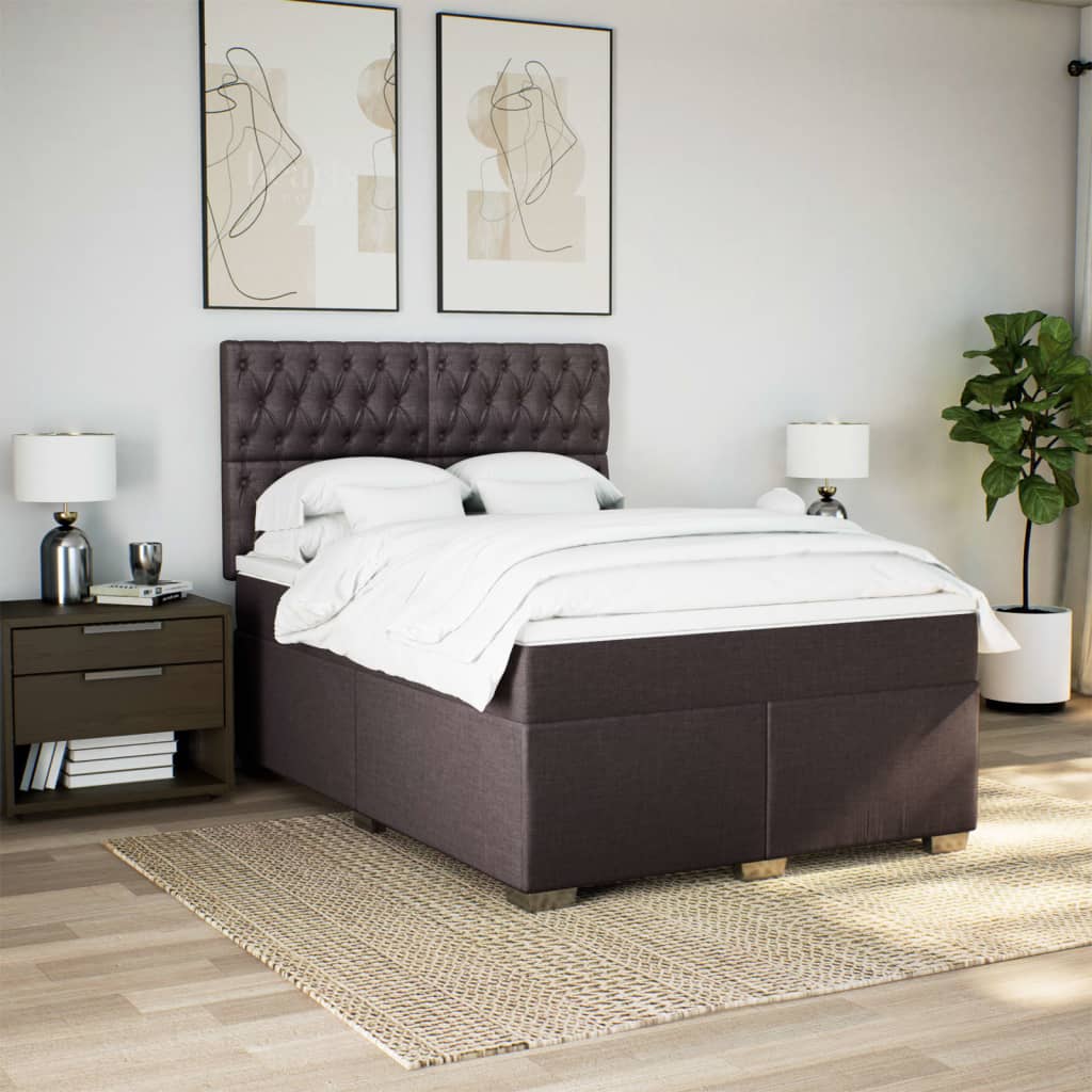 Giroletto a Molle con Materasso Marrone Scuro 140x200cm Tessuto | homemem39