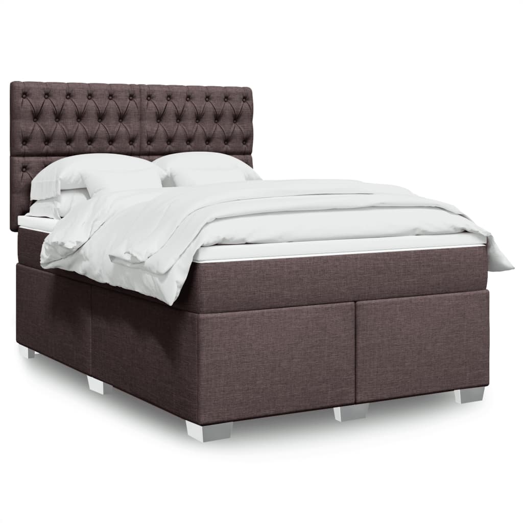 Giroletto a Molle con Materasso Marrone Scuro 140x200cm Tessuto | homemem39