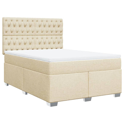 Giroletto a Molle con Materasso Crema 140x200 cm in Tessuto | homemem39