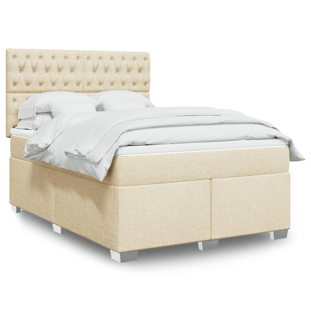 Giroletto a Molle con Materasso Crema 140x200 cm in Tessuto | homemem39