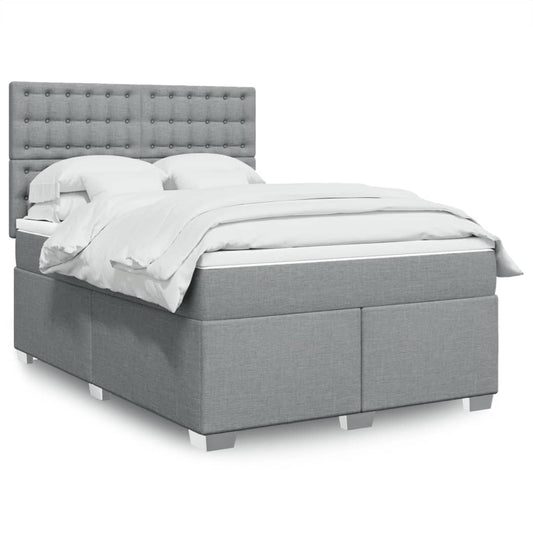 Giroletto a Molle con Materasso Grigio Chiaro 140x200cm Tessuto