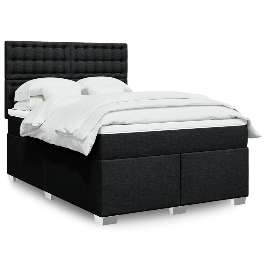 Giroletto a Molle con Materasso Nero 140x200 cm in Tessuto | homemem39