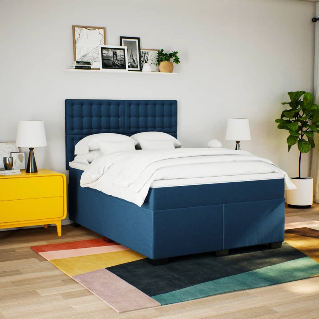 Giroletto a Molle con Materasso Blu 140x200 cm in Tessuto | homemem39
