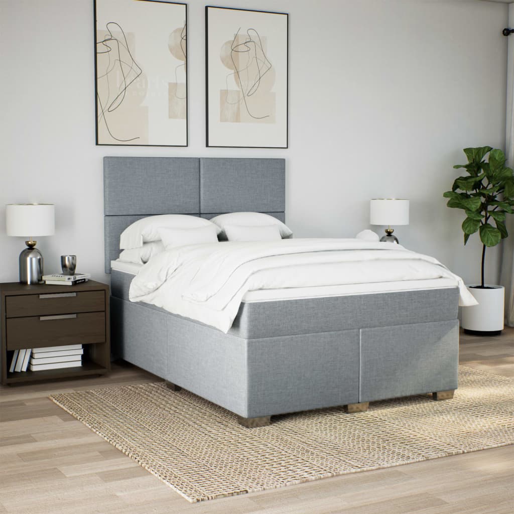 Giroletto a Molle con Materasso Grigio Chiaro 160x200cm Tessuto | homemem39