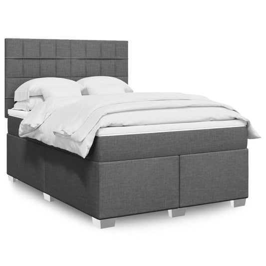 Giroletto a Molle con Materasso Grigio Scuro 160x200 cm Tessuto