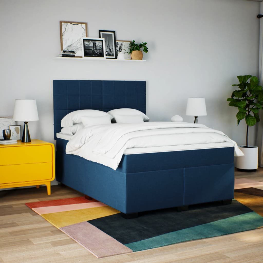 Giroletto a Molle con Materasso Blu 160x200 cm in Tessuto | homemem39