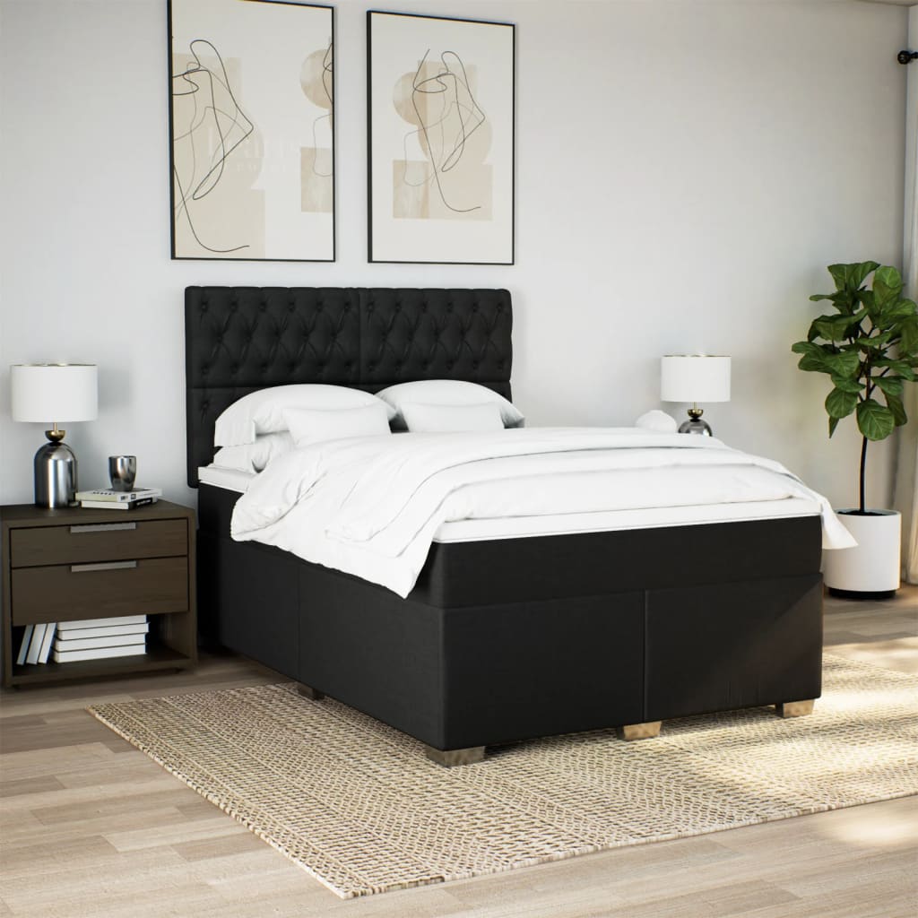 Giroletto a Molle con Materasso Nero 160x200 cm in Tessuto | homemem39