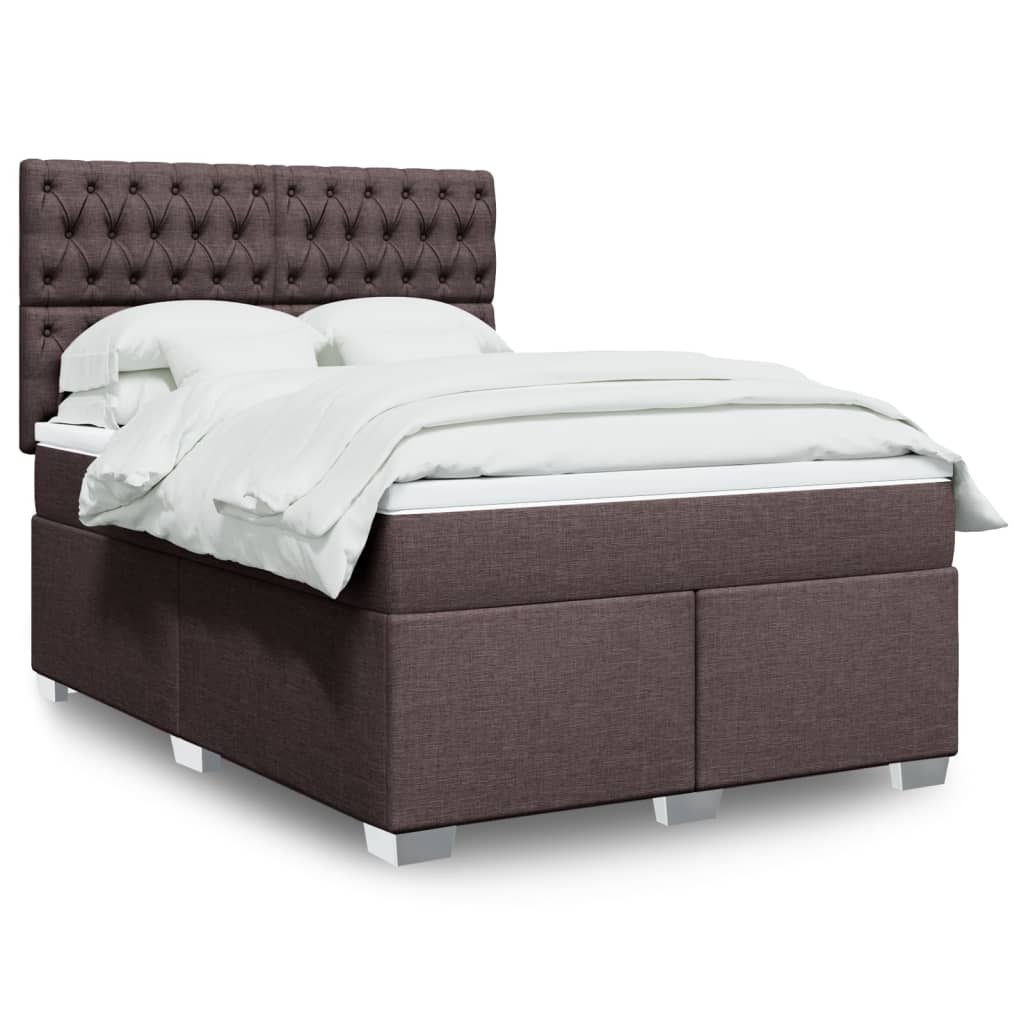 Giroletto a Molle con Materasso Marrone Scuro 160x200cm Tessuto | homemem39
