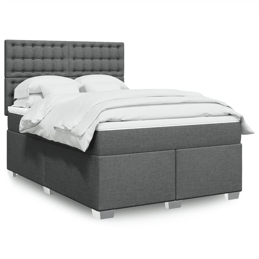 Giroletto a Molle con Materasso Grigio Scuro 160x200 cm Tessuto