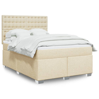 Giroletto a Molle con Materasso Crema 160x200 cm in Tessuto | homemem39