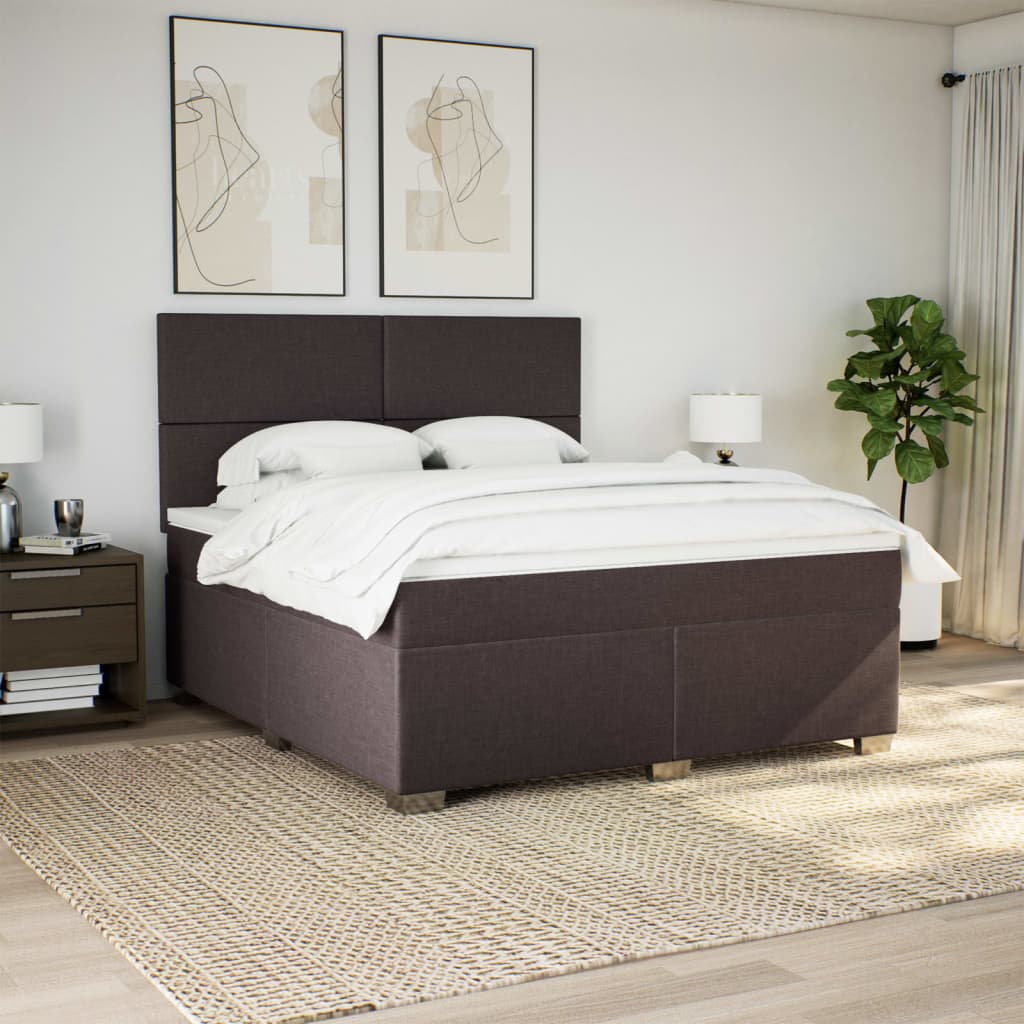 Giroletto a Molle con Materasso Marrone Scuro 180x200cm Tessuto | homemem39