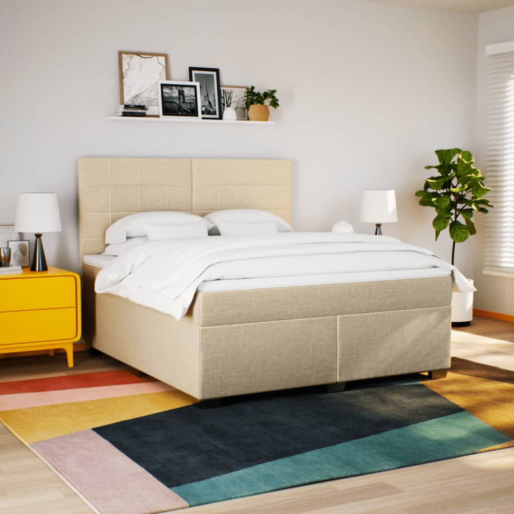 Giroletto a Molle con Materasso Crema 180x200 cm in Tessuto | homemem39