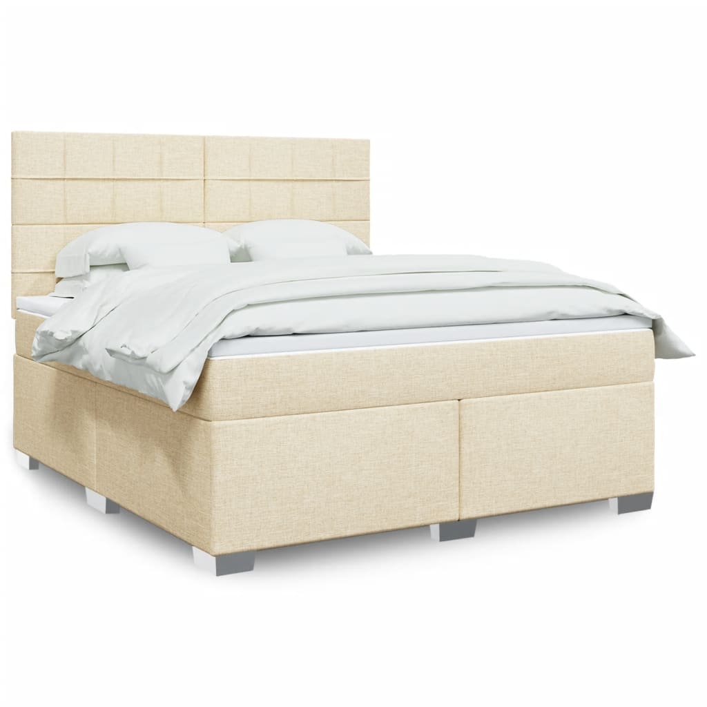 Giroletto a Molle con Materasso Crema 180x200 cm in Tessuto | homemem39