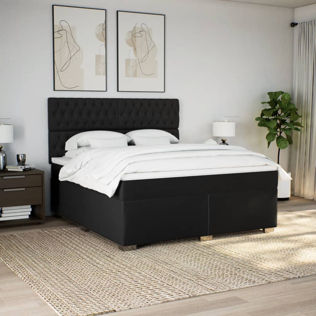 Giroletto a Molle con Materasso Nero 180x200 cm in Tessuto | homemem39