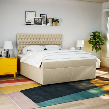 Giroletto a Molle con Materasso Crema 180x200 cm in Tessuto | homemem39