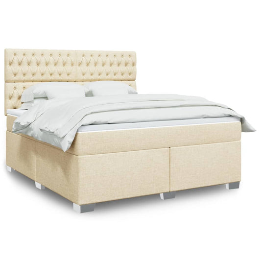 Giroletto a Molle con Materasso Crema 180x200 cm in Tessuto | homemem39