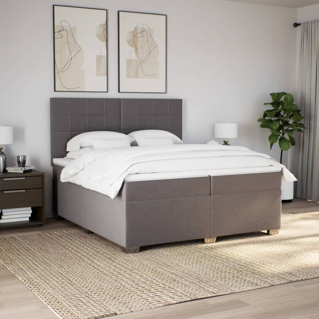Giroletto a Molle con Materasso Tortora 200x200 cm in Tessuto | homemem39