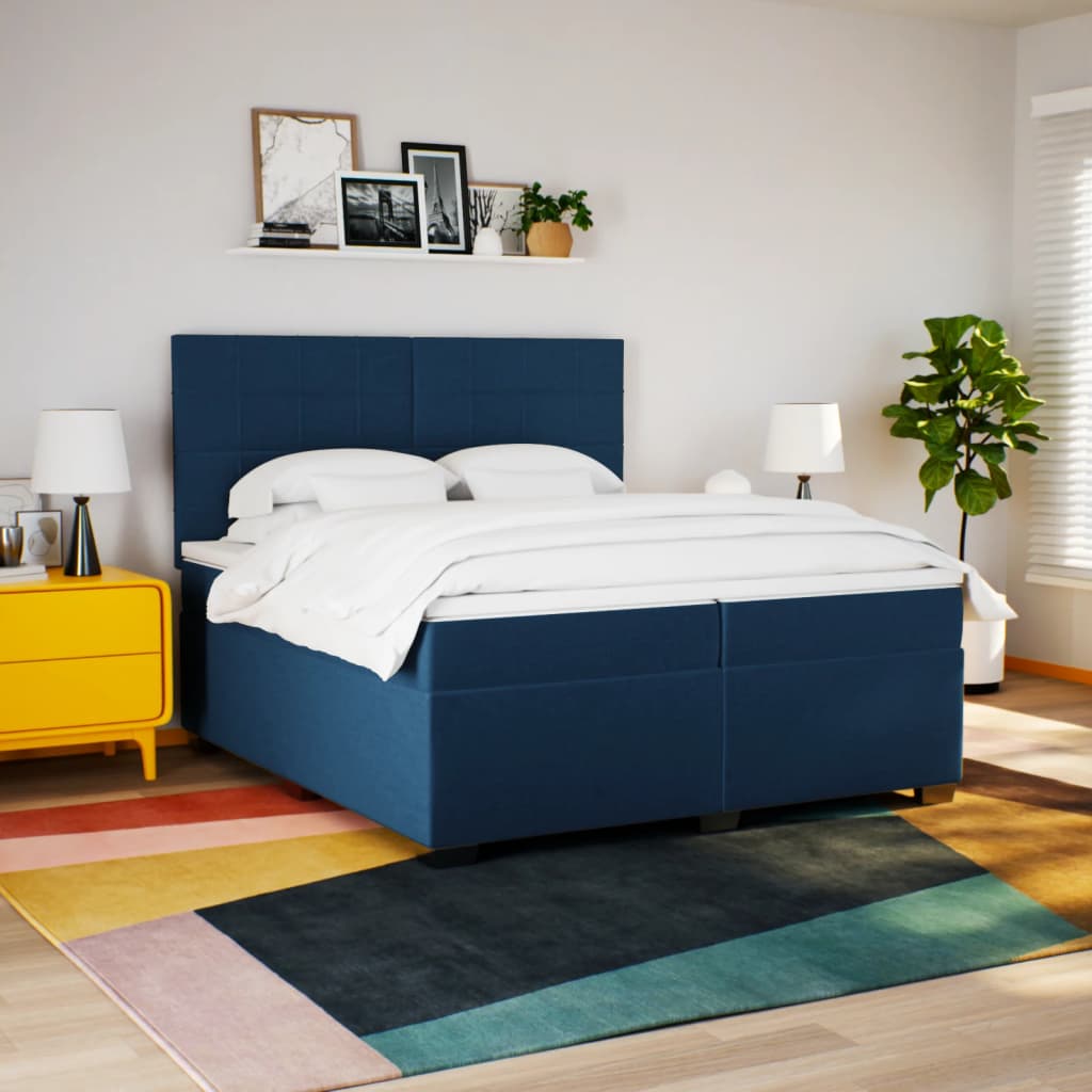 Giroletto a Molle con Materasso Blu 200x200 cm in Tessuto | homemem39