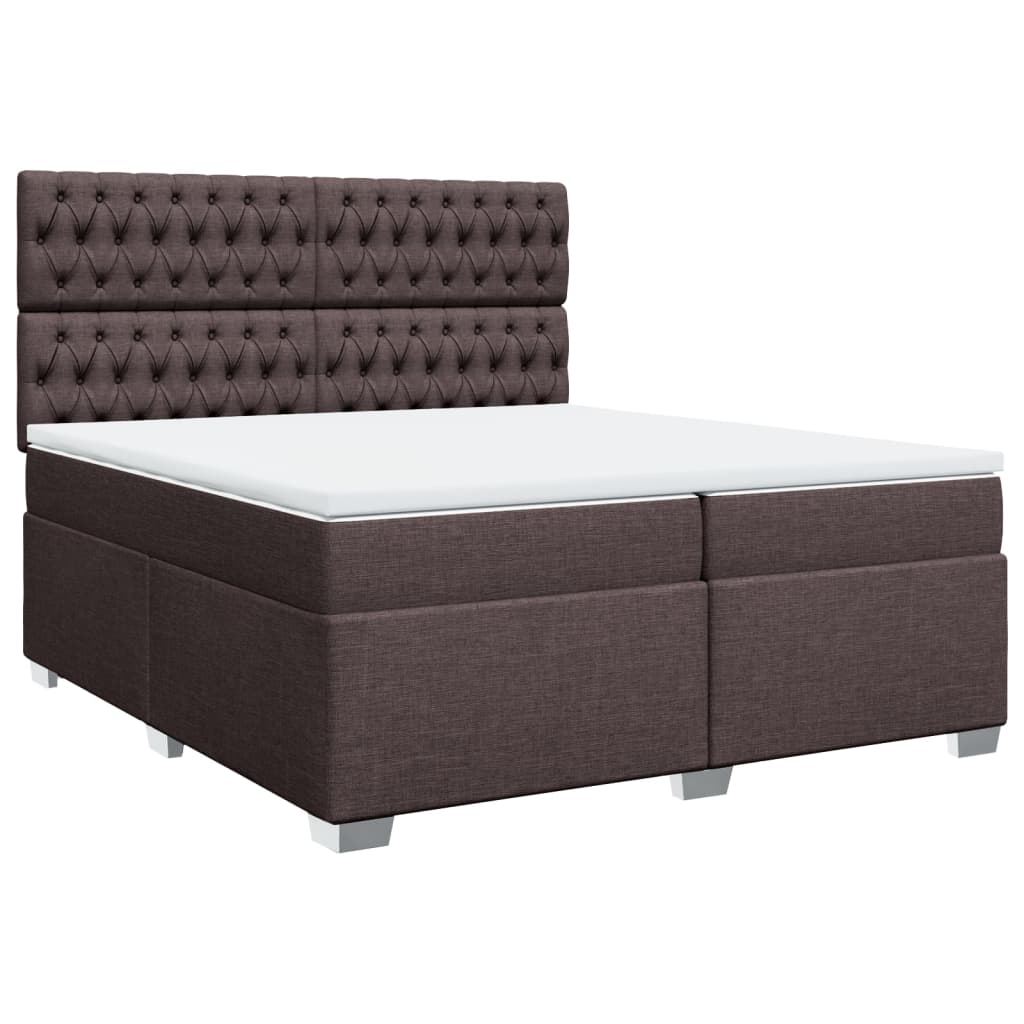 Giroletto a Molle con Materasso Marrone Scuro 200x200cm Tessuto | homemem39