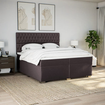 Giroletto a Molle con Materasso Marrone Scuro 200x200cm Tessuto | homemem39